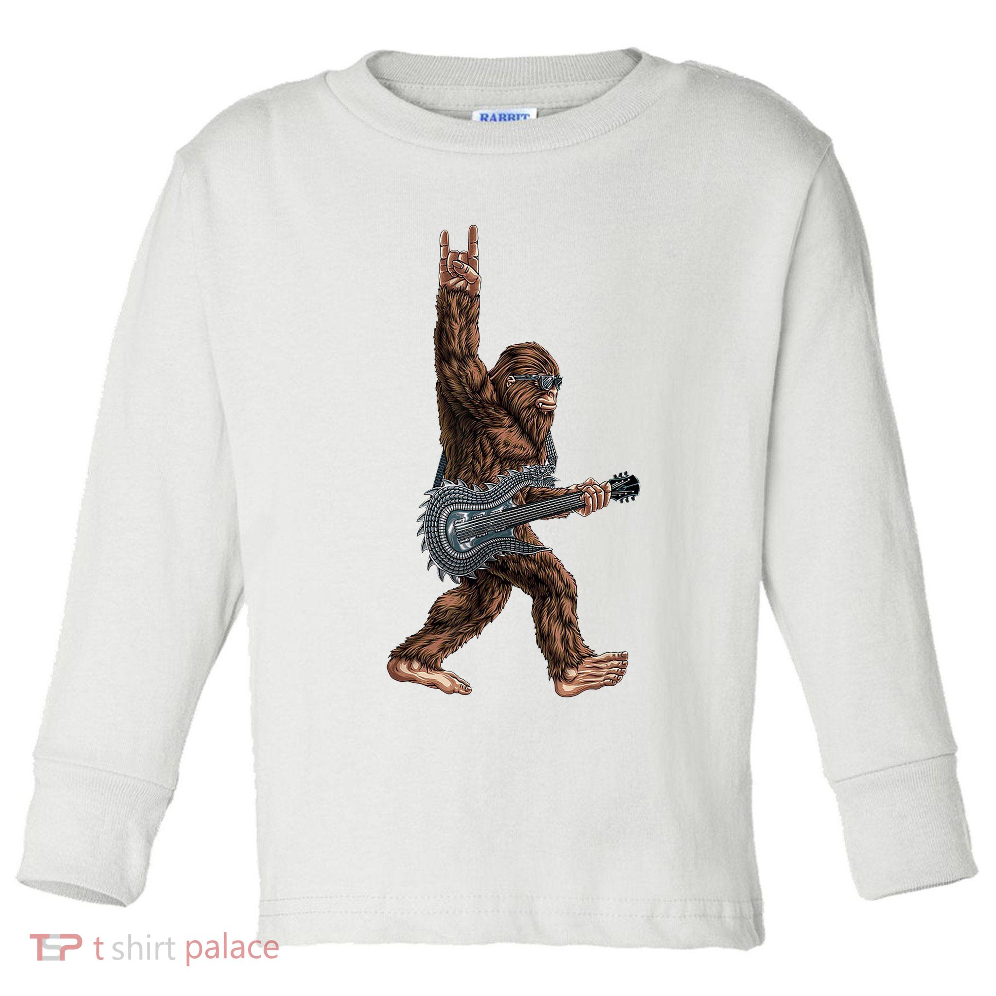 Bigfoot Guitar Rock On Toddler Long Sleeve Shirt