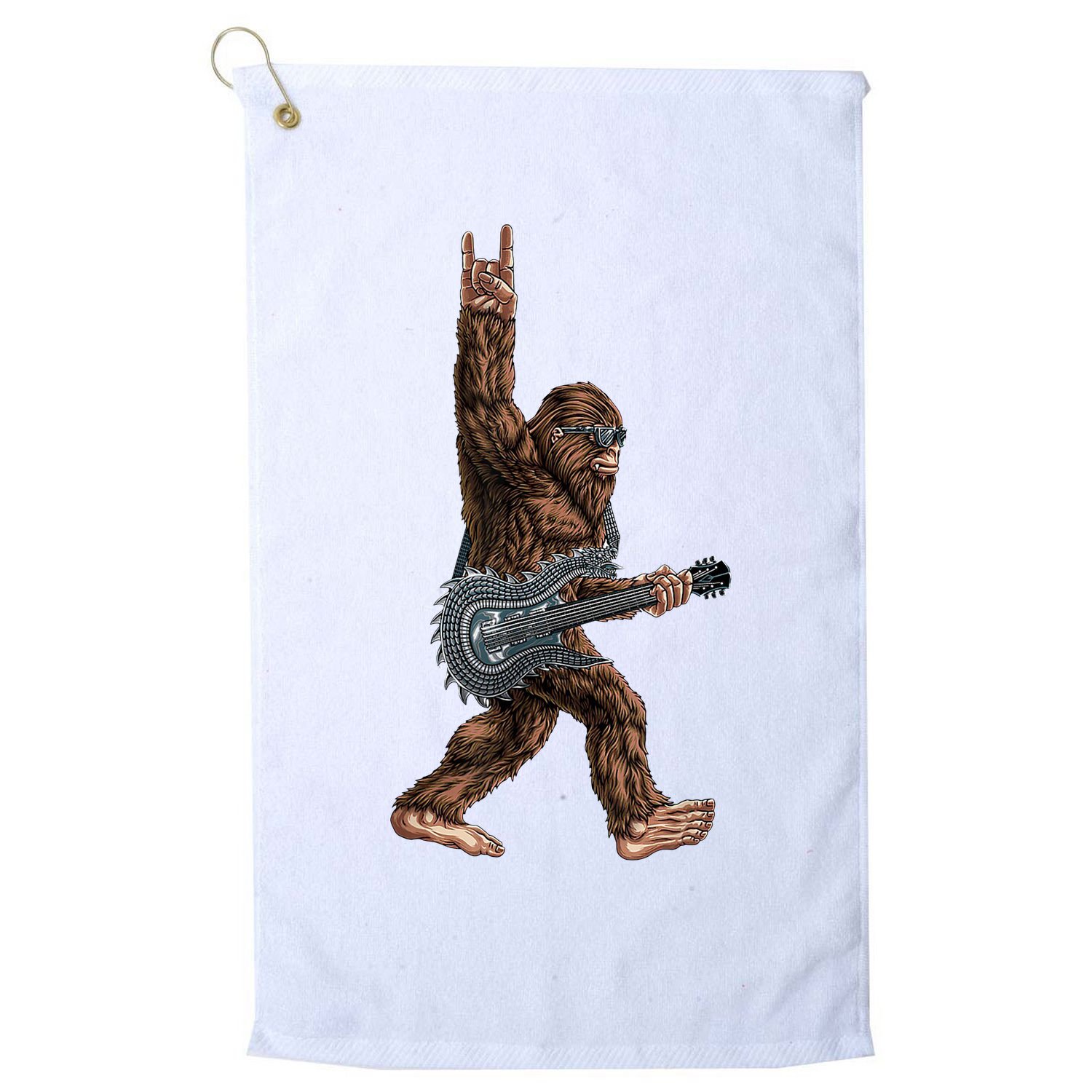 Bigfoot Guitar Rock On Golf Towel
