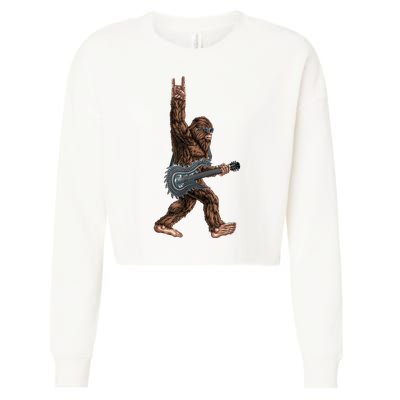 Bigfoot Guitar Rock On Cropped Pullover Crew