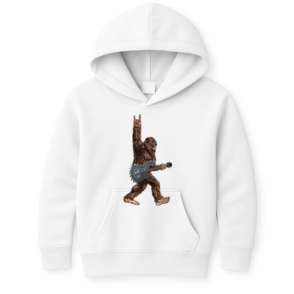 Bigfoot Guitar Rock On Kids Hoodie