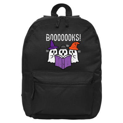Boooks Ghosts Reading Book Retro Halloween Teacher Librarian 16 in Basic Backpack
