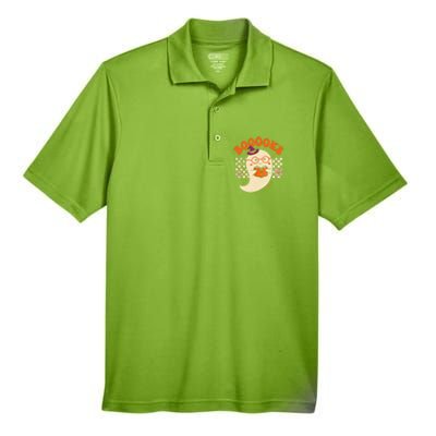 Books Ghost Reading Boooks Retro Groovy Halloween Teacher Gift Men's Origin Performance Pique Polo