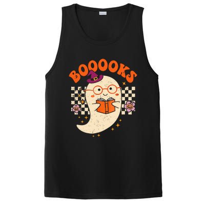 Books Ghost Reading Boooks Retro Groovy Halloween Teacher Gift PosiCharge Competitor Tank