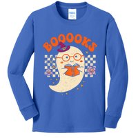 Books Ghost Reading Boooks Retro Groovy Halloween Teacher Gift Kids Long Sleeve Shirt