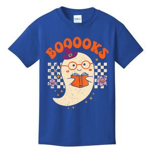 Books Ghost Reading Boooks Retro Groovy Halloween Teacher Gift Kids T-Shirt