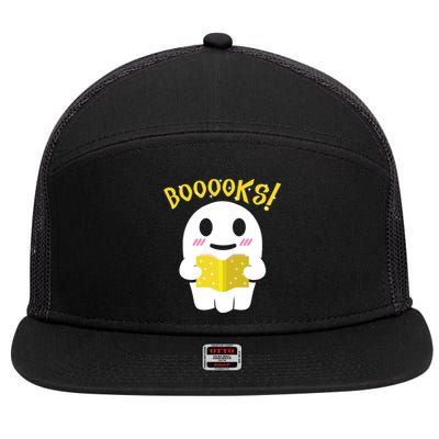 Boooks Ghost Reading Book Cool Gift Halloween Costume Great Gift 7 Panel Mesh Trucker Snapback Hat