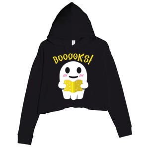 Boooks Ghost Reading Book Cool Gift Halloween Costume Great Gift Crop Fleece Hoodie