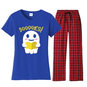 Boooks Ghost Reading Book Cool Gift Halloween Costume Great Gift Women's Flannel Pajama Set