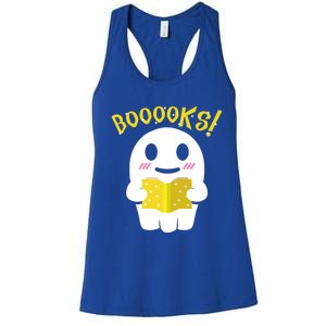 Boooks Ghost Reading Book Cool Gift Halloween Costume Great Gift Women's Racerback Tank