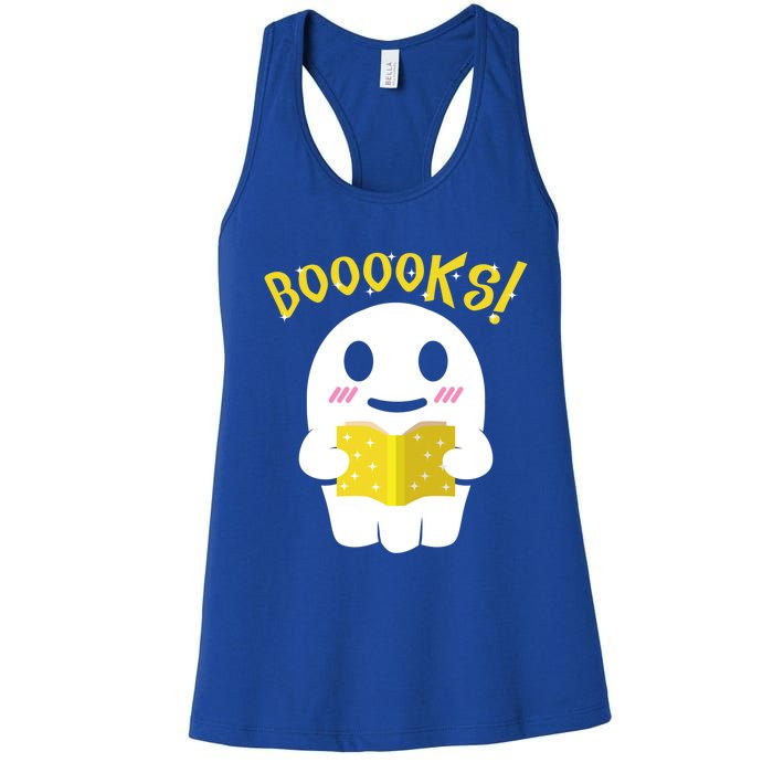 Boooks Ghost Reading Book Cool Gift Halloween Costume Great Gift Women's Racerback Tank