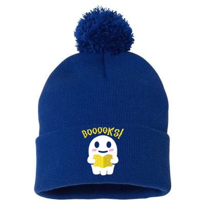 Boooks Ghost Reading Book Cool Gift Halloween Costume Great Gift Pom Pom 12in Knit Beanie