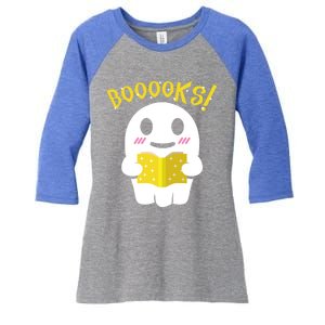 Boooks Ghost Reading Book Cool Gift Halloween Costume Great Gift Women's Tri-Blend 3/4-Sleeve Raglan Shirt