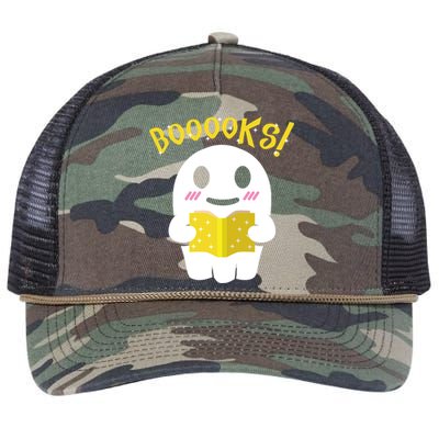 Boooks Ghost Reading Book Cool Gift Halloween Costume Great Gift Retro Rope Trucker Hat Cap