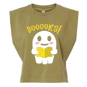 Boooks Ghost Reading Book Cool Gift Halloween Costume Great Gift Garment-Dyed Women's Muscle Tee