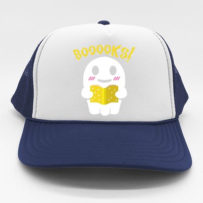 Boooks Ghost Reading Book Cool Gift Halloween Costume Great Gift Trucker Hat