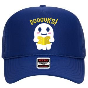 Boooks Ghost Reading Book Cool Gift Halloween Costume Great Gift High Crown Mesh Back Trucker Hat