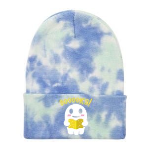 Boooks Ghost Reading Book Cool Gift Halloween Costume Great Gift Tie Dye 12in Knit Beanie