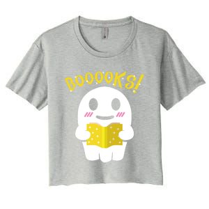 Boooks Ghost Reading Book Cool Gift Halloween Costume Great Gift Women's Crop Top Tee