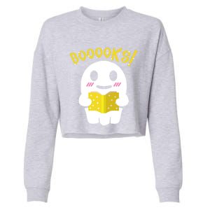 Boooks Ghost Reading Book Cool Gift Halloween Costume Great Gift Cropped Pullover Crew