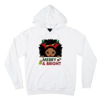 Black Girl Reindeer Santa Claus Christmas Merry And Bright Hoodie