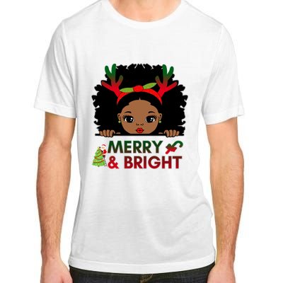 Black Girl Reindeer Santa Claus Christmas Merry And Bright Adult ChromaSoft Performance T-Shirt