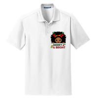 Black Girl Reindeer Santa Claus Christmas Merry And Bright Dry Zone Grid Polo