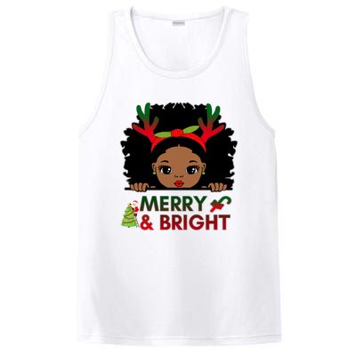 Black Girl Reindeer Santa Claus Christmas Merry And Bright PosiCharge Competitor Tank