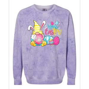 Bunny Gnome Rabbit Eggs Hunting Happy Easter Day Funny Colorblast Crewneck Sweatshirt