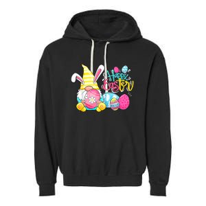 Bunny Gnome Rabbit Eggs Hunting Happy Easter Day Funny Garment-Dyed Fleece Hoodie