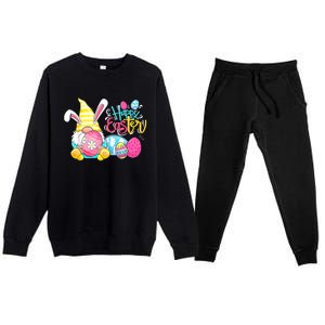 Bunny Gnome Rabbit Eggs Hunting Happy Easter Day Funny Premium Crewneck Sweatsuit Set