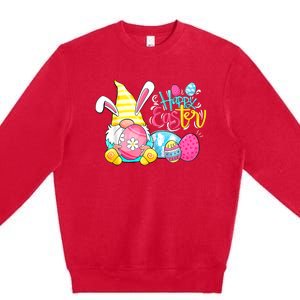 Bunny Gnome Rabbit Eggs Hunting Happy Easter Day Funny Premium Crewneck Sweatshirt