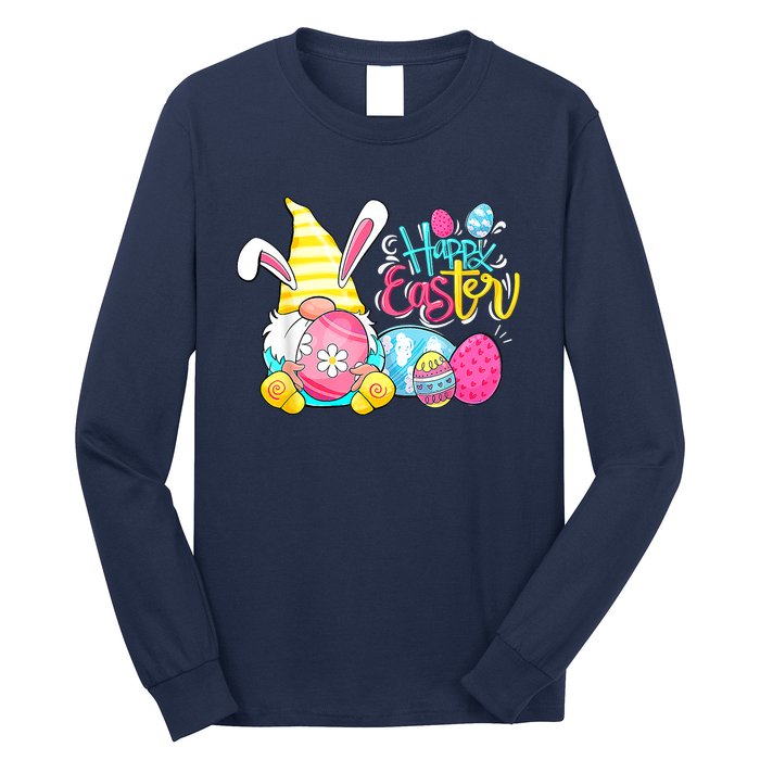 Bunny Gnome Rabbit Eggs Hunting Happy Easter Day Funny Long Sleeve Shirt