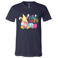 Bunny Gnome Rabbit Eggs Hunting Happy Easter Day Funny V-Neck T-Shirt