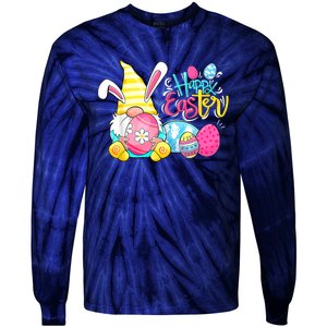 Bunny Gnome Rabbit Eggs Hunting Happy Easter Day Funny Tie-Dye Long Sleeve Shirt