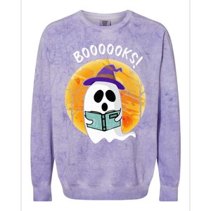 Boooooks! Ghost Reading Book For Librarians Funny Halloween Gift Colorblast Crewneck Sweatshirt