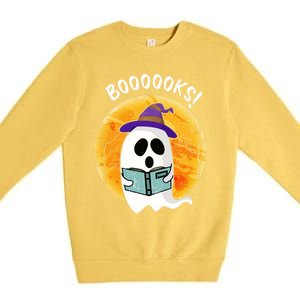 Boooooks! Ghost Reading Book For Librarians Funny Halloween Gift Premium Crewneck Sweatshirt