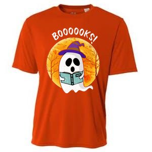 Boooooks! Ghost Reading Book For Librarians Funny Halloween Gift Cooling Performance Crew T-Shirt