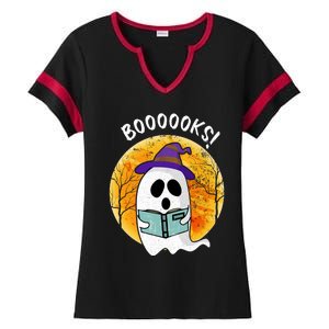 Boooooks! Ghost Reading Book For Librarians Funny Halloween Gift Ladies Halftime Notch Neck Tee