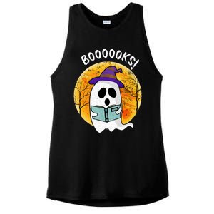 Boooooks! Ghost Reading Book For Librarians Funny Halloween Gift Ladies PosiCharge Tri-Blend Wicking Tank