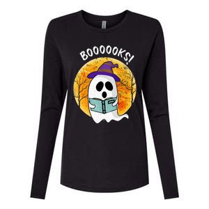 Boooooks! Ghost Reading Book For Librarians Funny Halloween Gift Womens Cotton Relaxed Long Sleeve T-Shirt