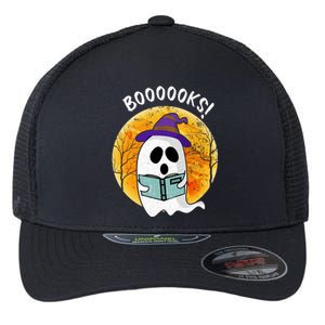 Boooooks! Ghost Reading Book For Librarians Funny Halloween Gift Flexfit Unipanel Trucker Cap