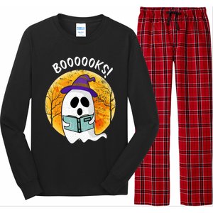 Boooooks! Ghost Reading Book For Librarians Funny Halloween Gift Long Sleeve Pajama Set