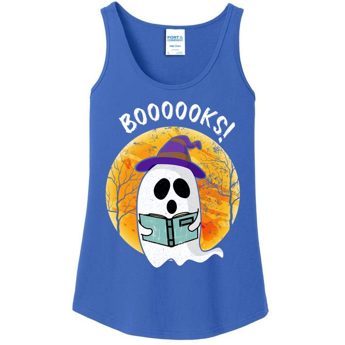 Boooooks! Ghost Reading Book For Librarians Funny Halloween Gift Ladies Essential Tank