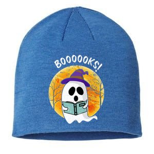 Boooooks! Ghost Reading Book For Librarians Funny Halloween Gift Sustainable Beanie