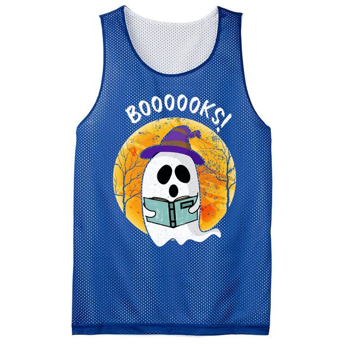 Boooooks! Ghost Reading Book For Librarians Funny Halloween Gift Mesh Reversible Basketball Jersey Tank