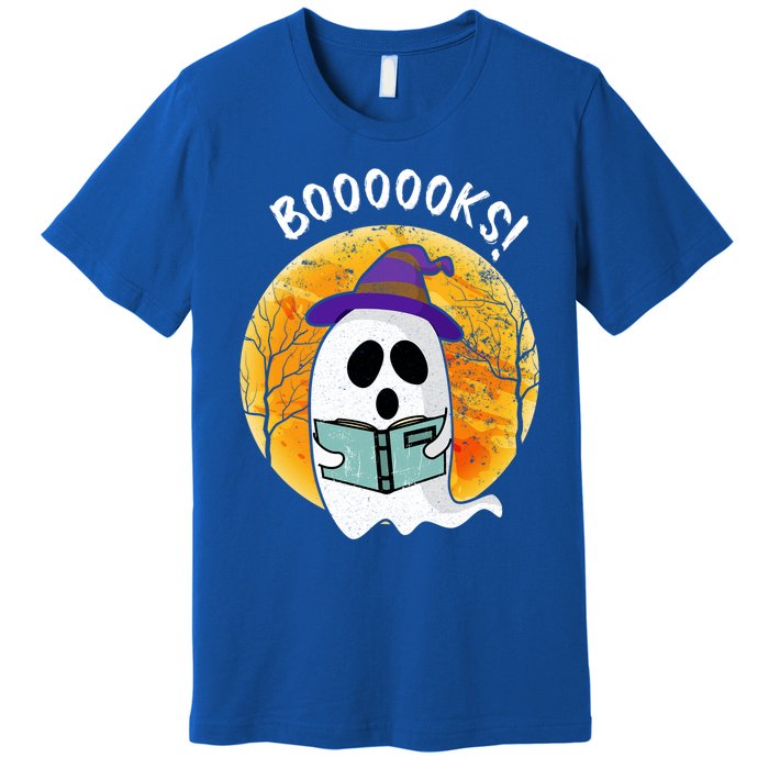 Boooooks! Ghost Reading Book For Librarians Funny Halloween Gift Premium T-Shirt