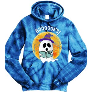 Boooooks! Ghost Reading Book For Librarians Funny Halloween Gift Tie Dye Hoodie