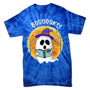 Boooooks! Ghost Reading Book For Librarians Funny Halloween Gift Tie-Dye T-Shirt