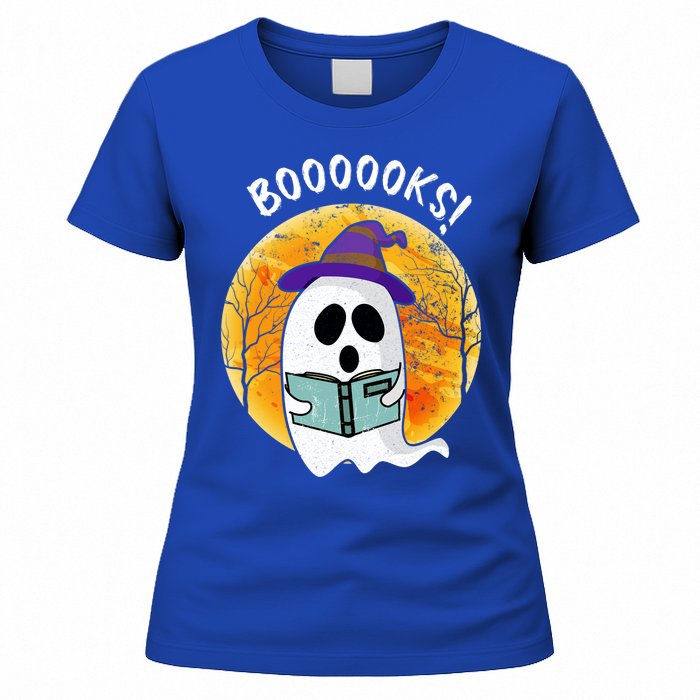 Boooooks! Ghost Reading Book For Librarians Funny Halloween Gift Women's T-Shirt