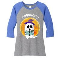 Boooooks! Ghost Reading Book For Librarians Funny Halloween Gift Women's Tri-Blend 3/4-Sleeve Raglan Shirt